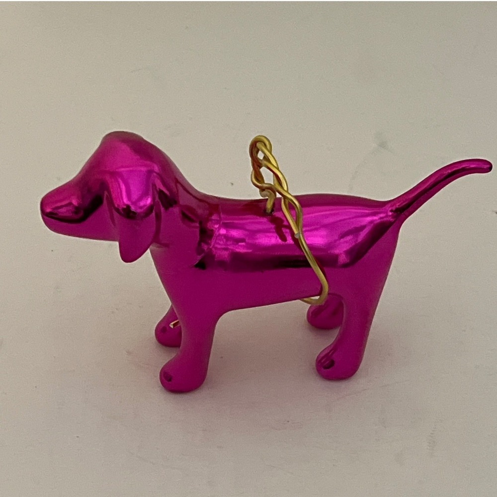 Rare PINK‎ Dog Ornament Metallic Magenta Puppy Christmas Tree Decoration